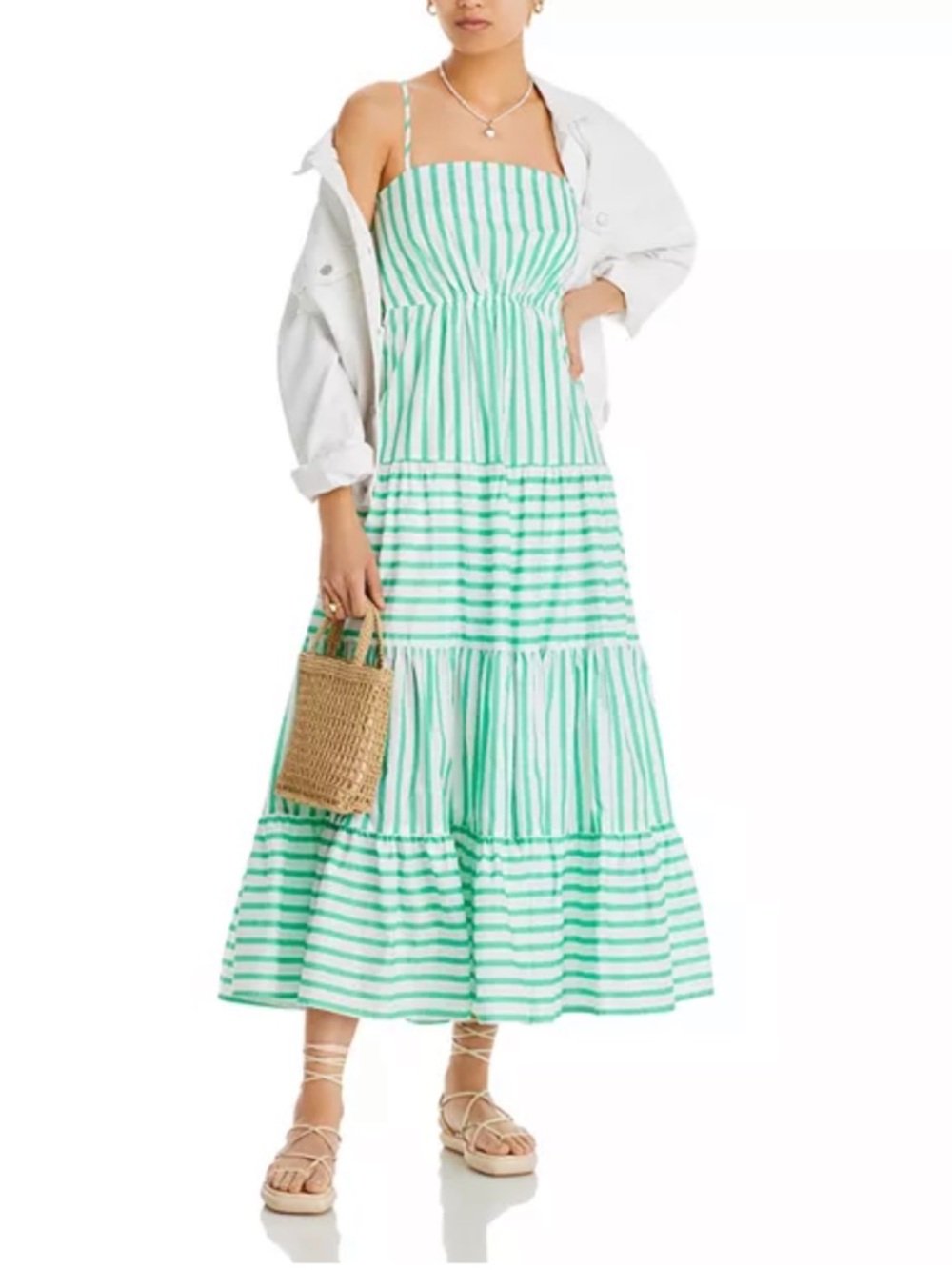 AQUA Cotton Tiered Maxi Dress size S